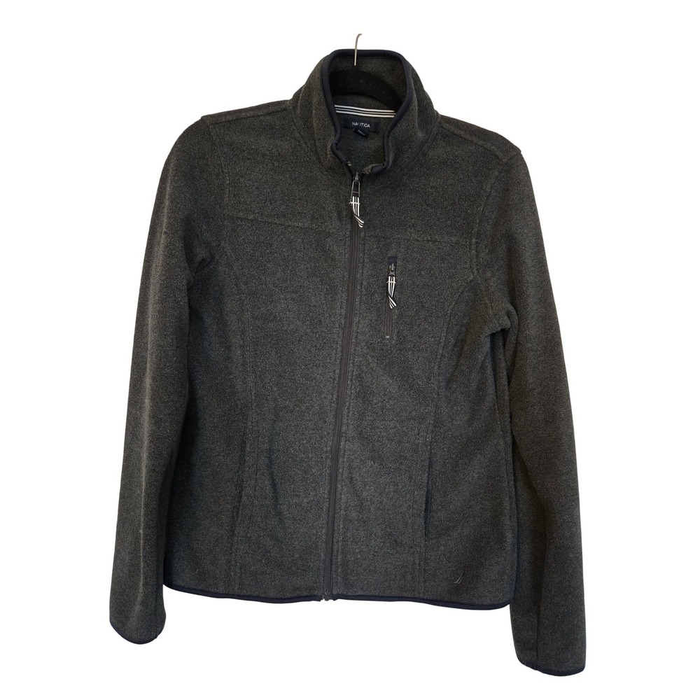 Nautica Fleece‎ Jacket Polyester Gray Minimalist Outdoor Core M